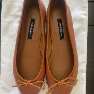 Margaux Saddle Leather Ballet Flats with Bow Detail
